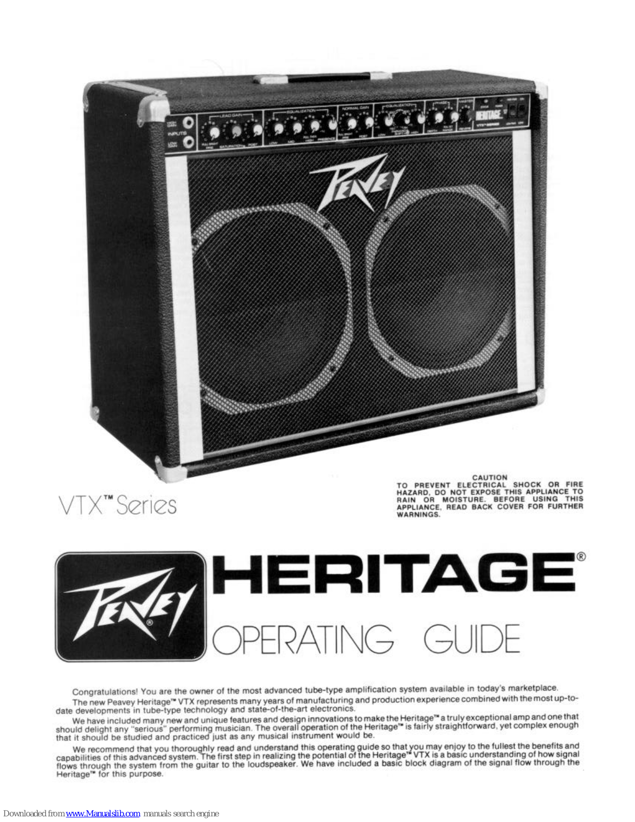 Peavey Heritage VTX Series Operating Manual