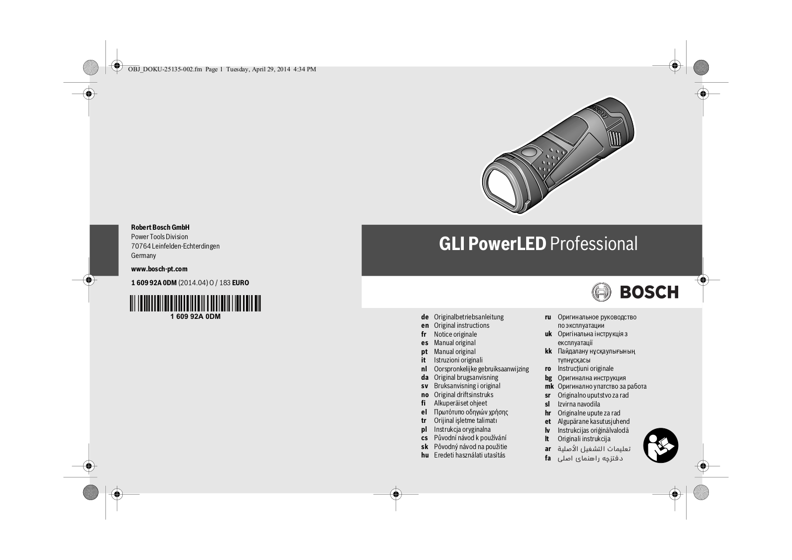 Bosch LED de alimentación GLI User Manual