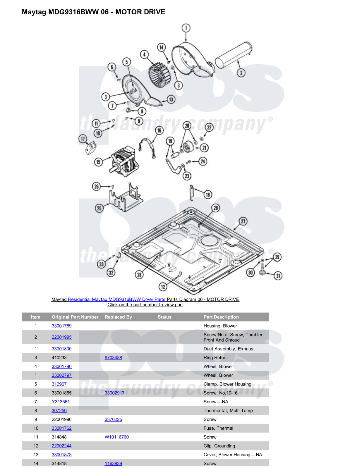 Maytag MDG9316BWW Parts Diagram