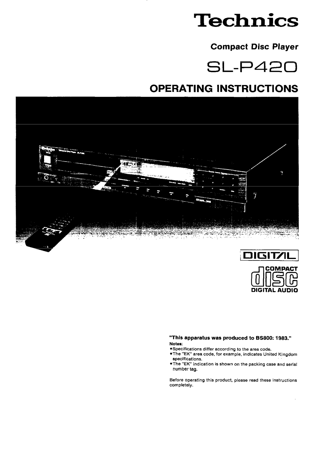 Panasonic SL-P420 User Manual