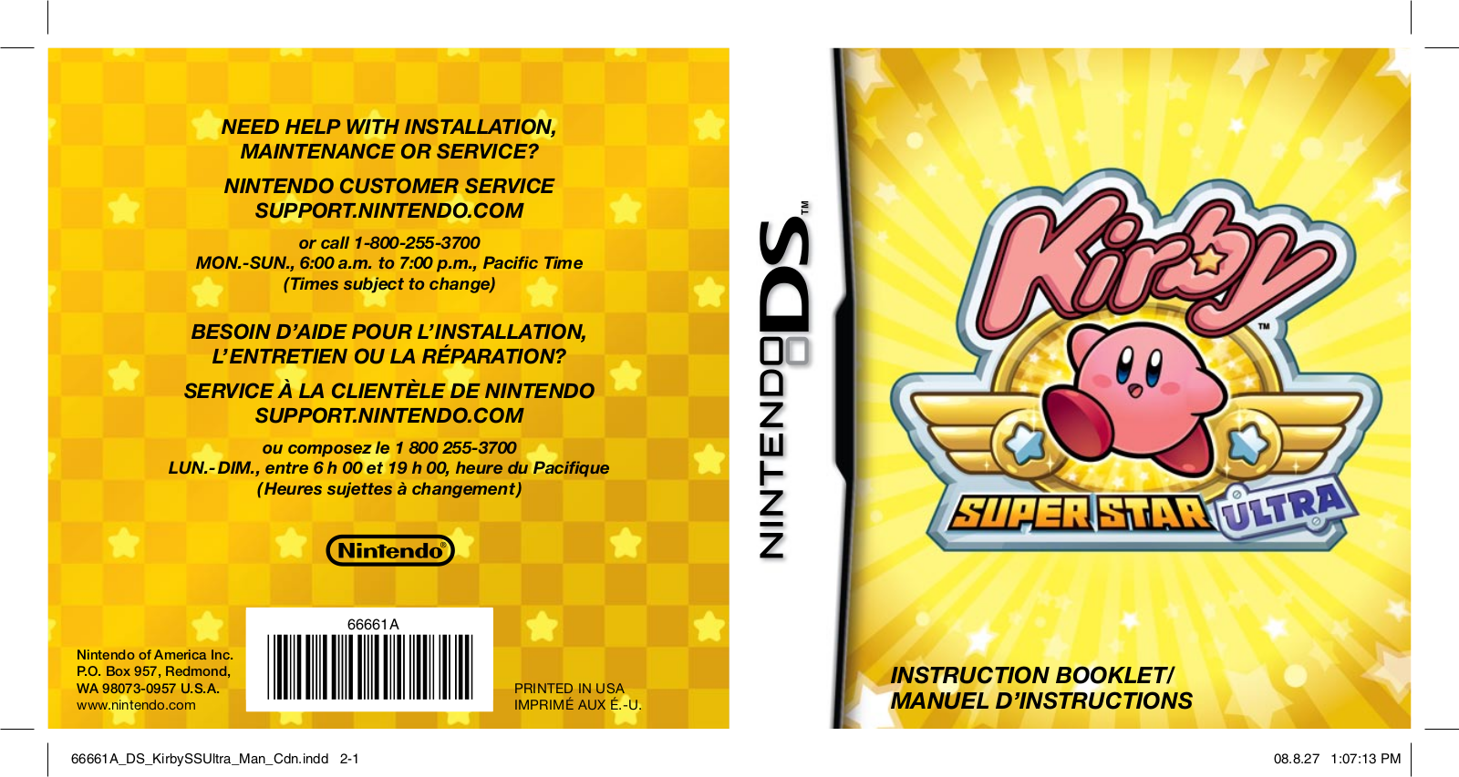 Nintendo Kirby Super Star Ultra 66658A66661A, Kirby Super Star Ultra 658A61A User Manual