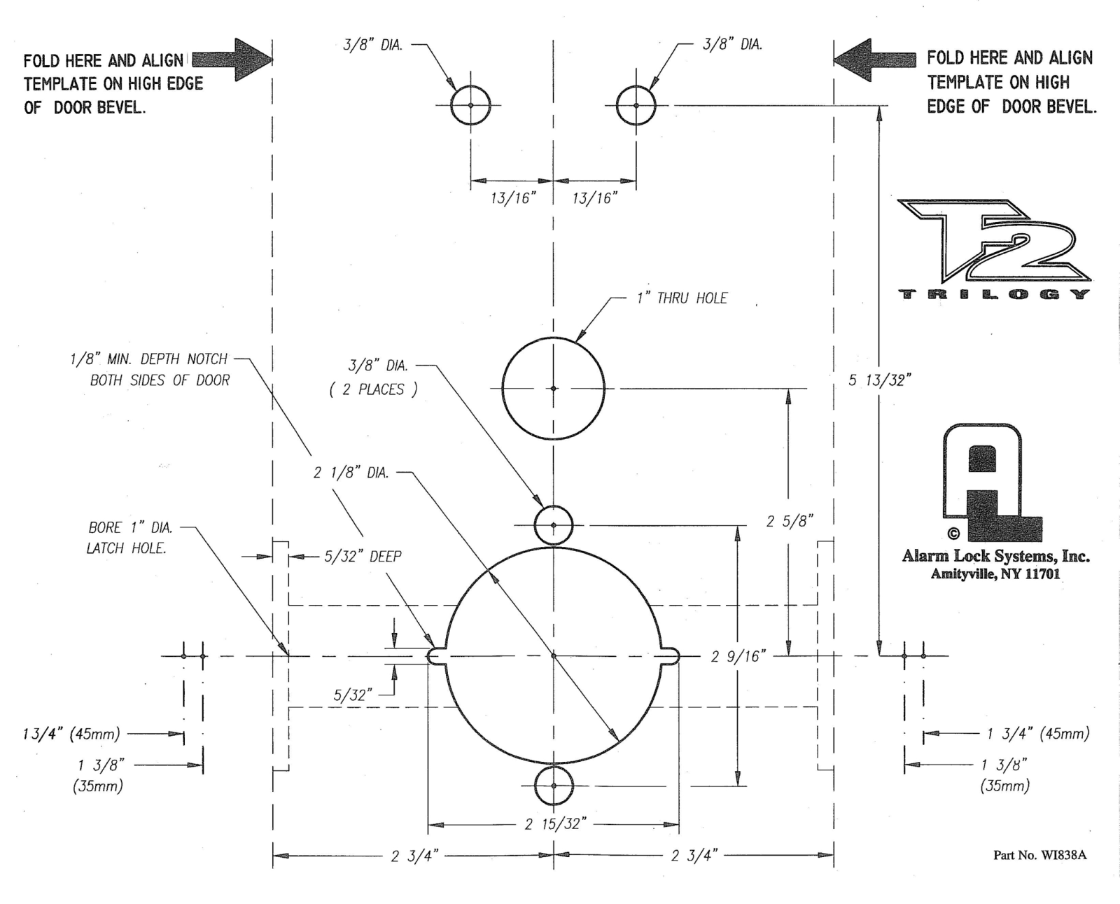 Alarm Lock Template All Cylindrical Locks User Manual