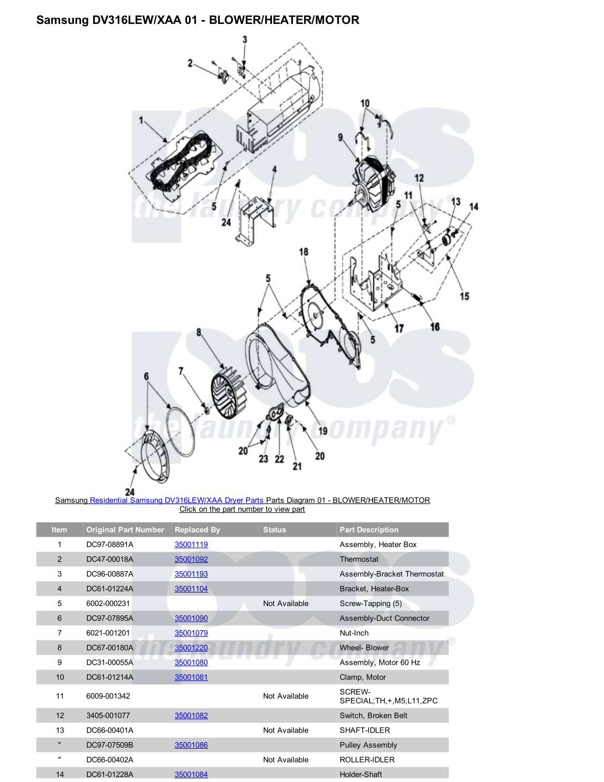 Samsung DV316LEW/XAA Parts Diagram