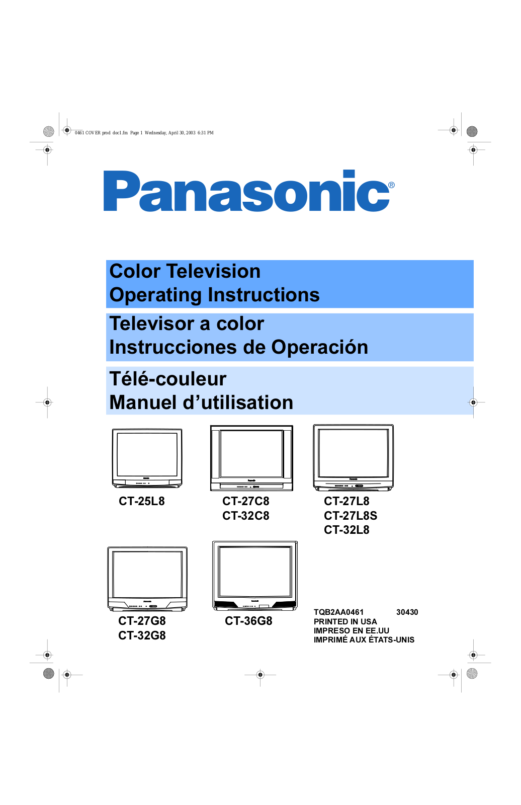 Panasonic CT-36G8G, CT-27L8G, CT-25L8UG, CT-36G8, CT-32G8UG User Manual