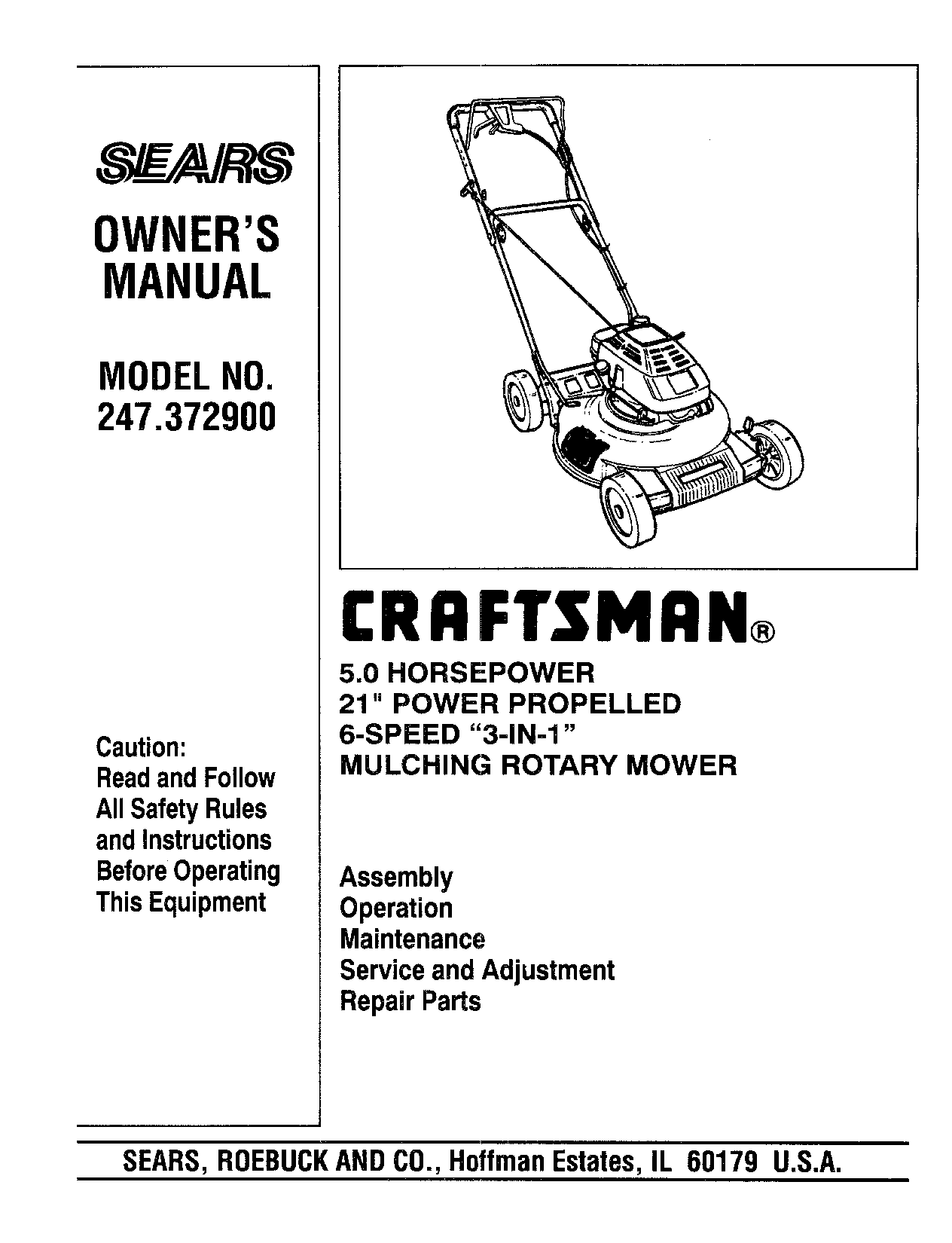 Craftsman 247.3729 User Manual