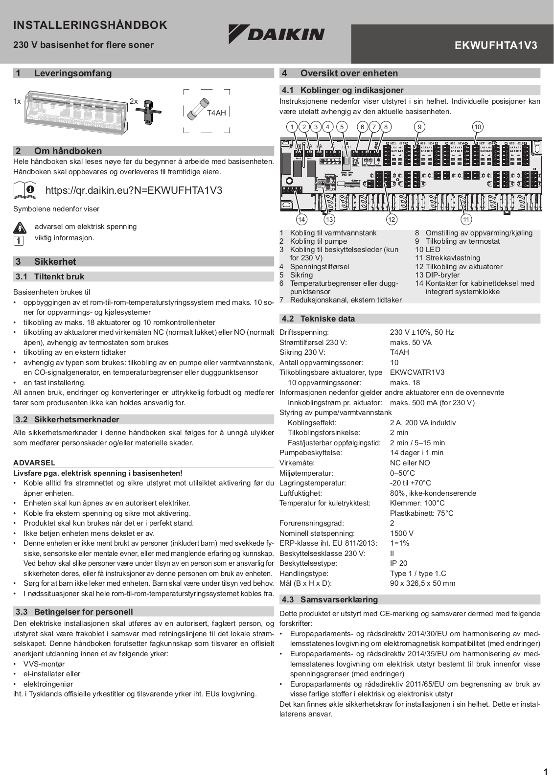 Daikin EKWUFHTA1V3 Installation manuals