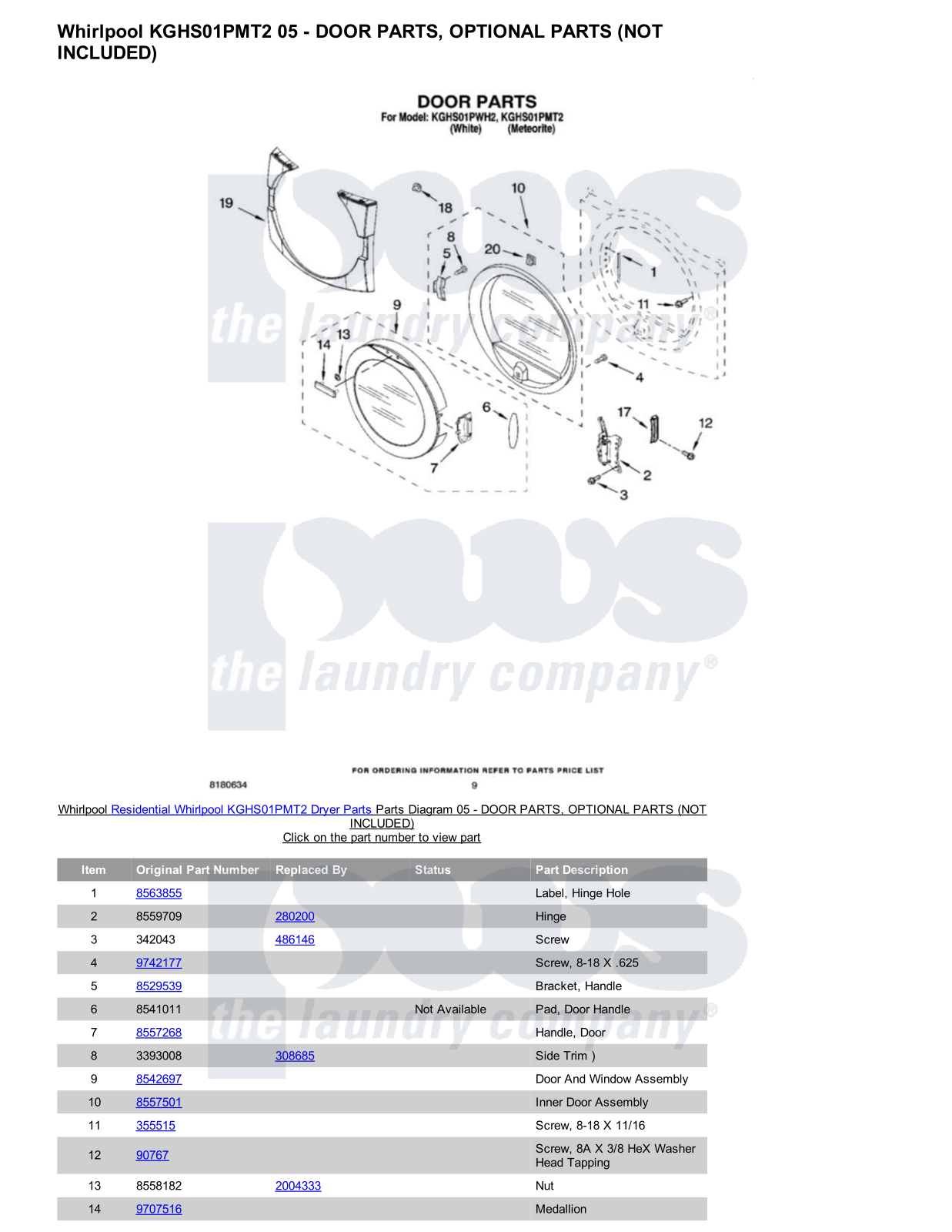 Whirlpool KGHS01PMT2 Parts Diagram