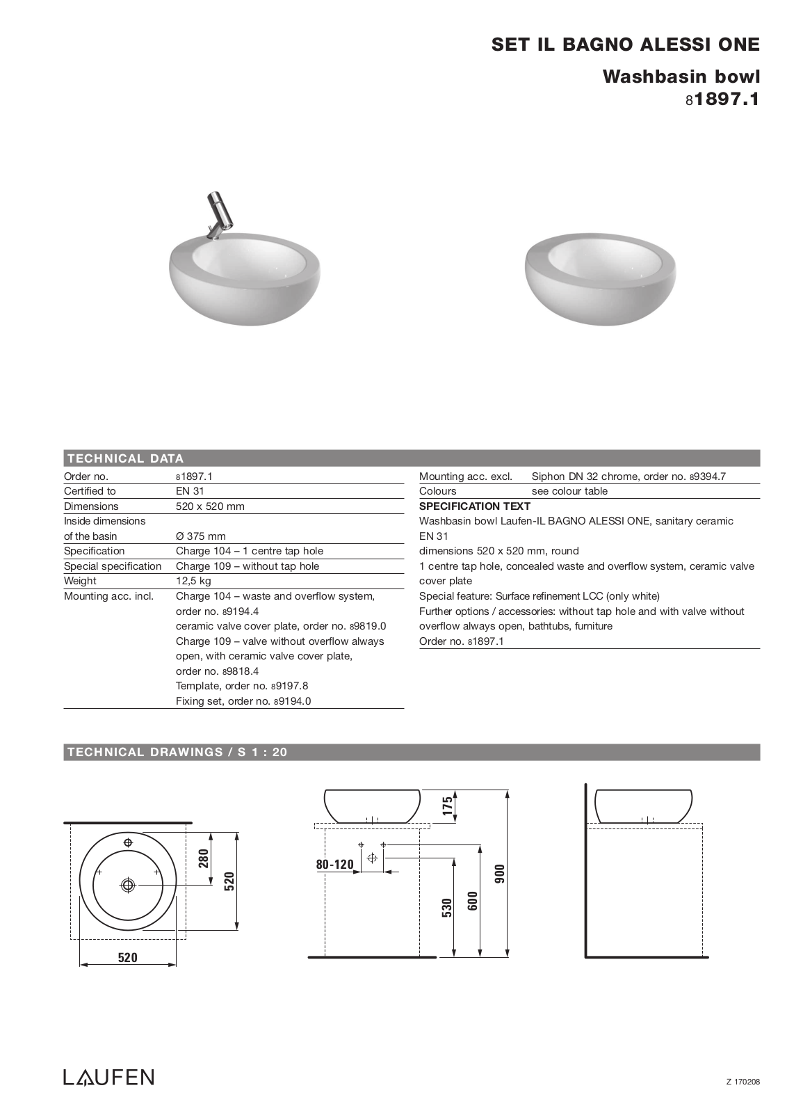 Laufen 8.1897.1 Datasheet - ManualMachine.com