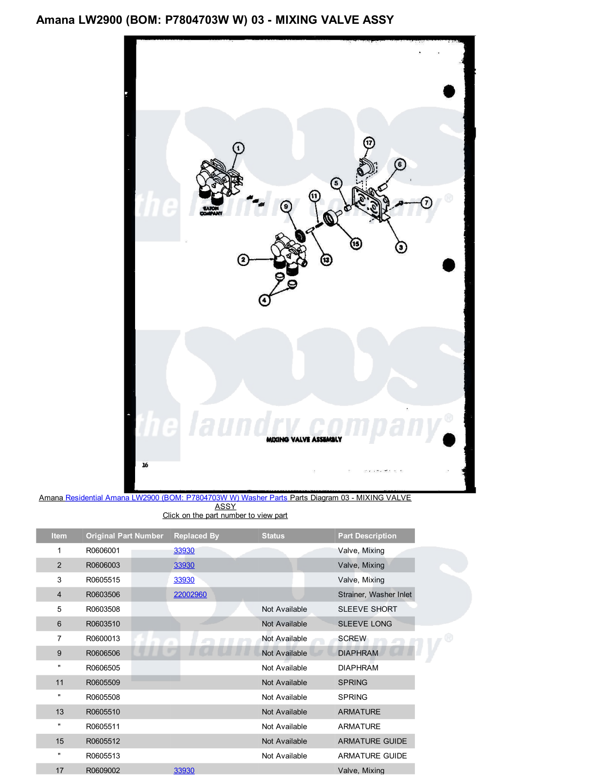 Amana LW2900 Parts Diagram