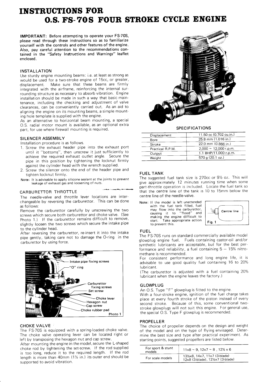 O.S.Engines FS-40S User Manual