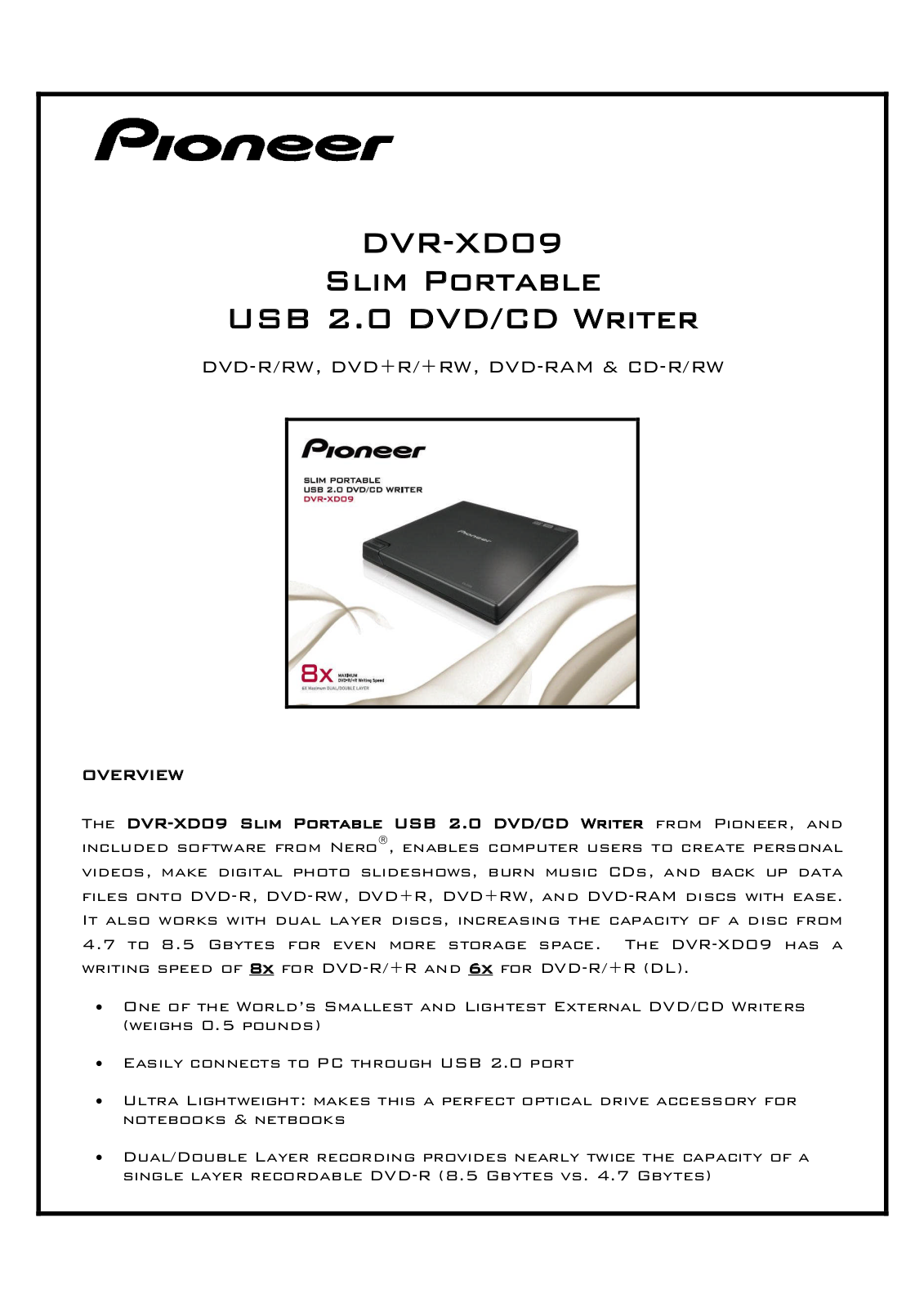 Pioneer DVR-XD09 User Manual