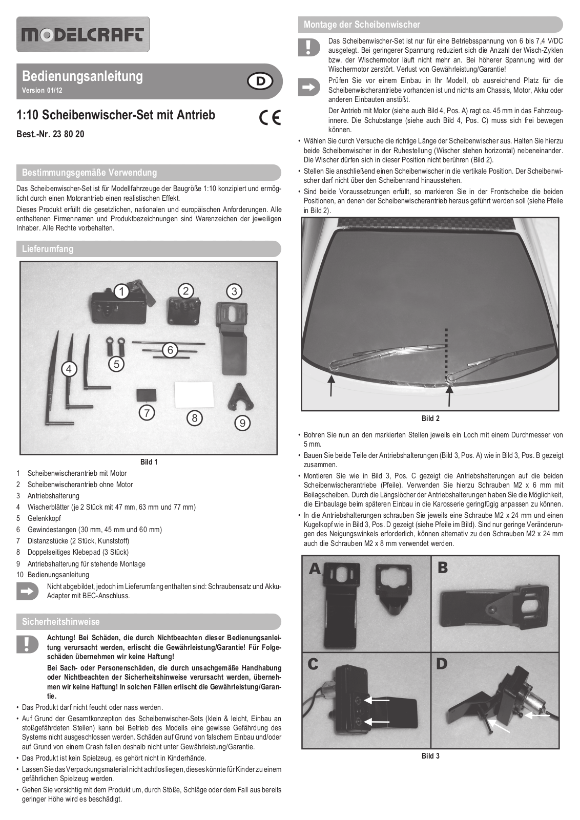 Modelcraft 23 80 20 Operating instructions