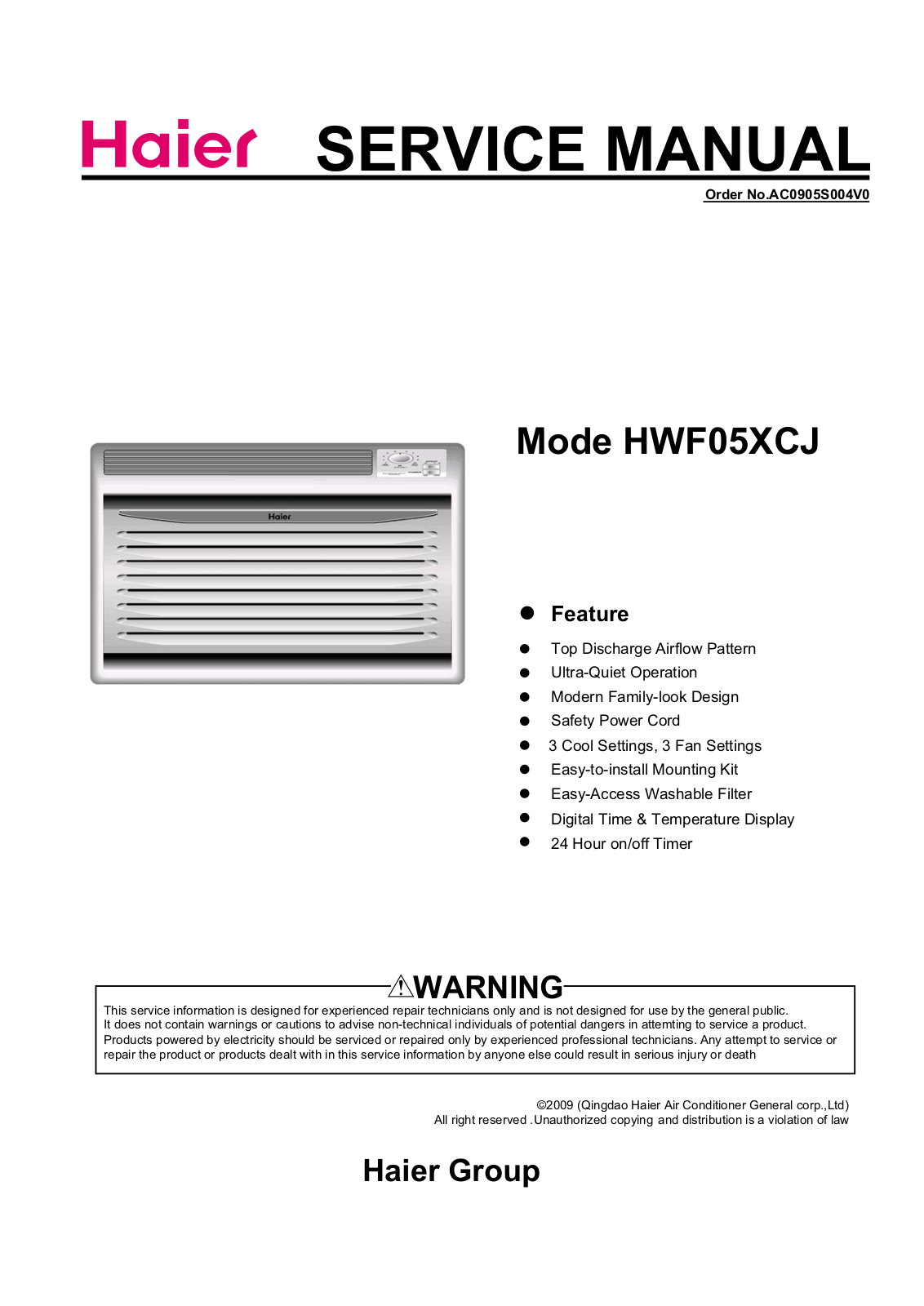 Haier Hwf05xcj-t Service Manual