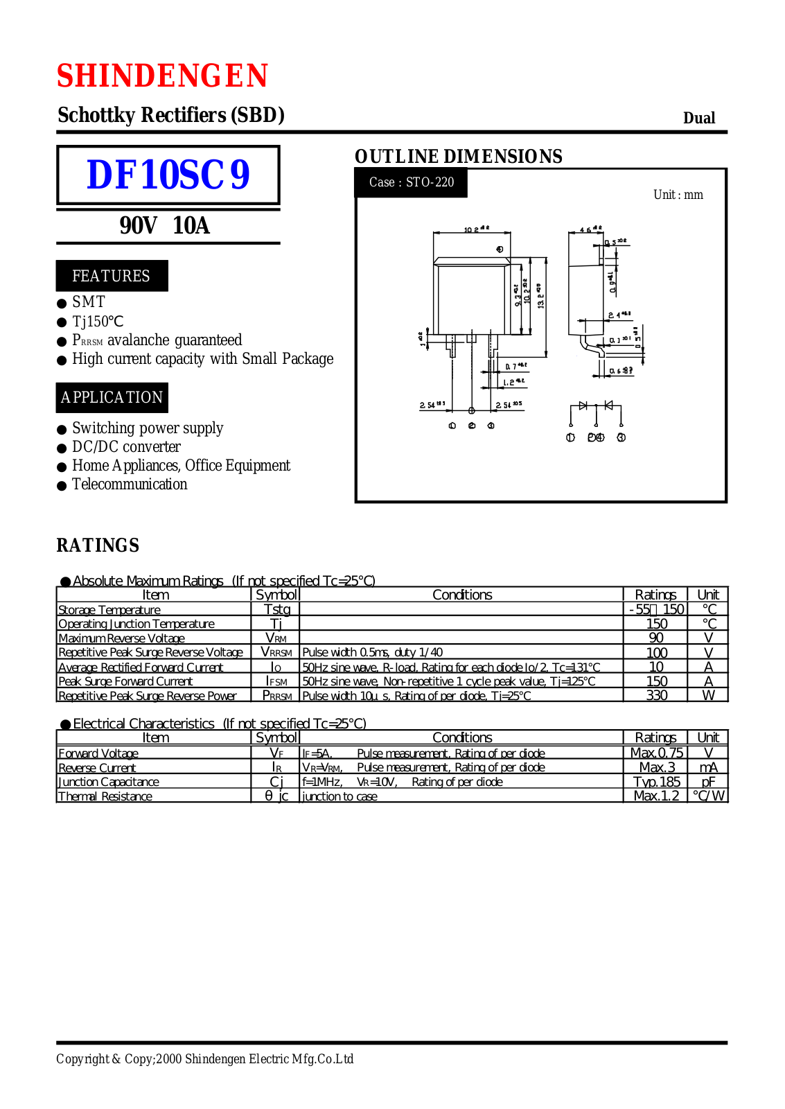 Datasheet DF10SC9 Datasheet (Shindengen) - ManualMachine.com