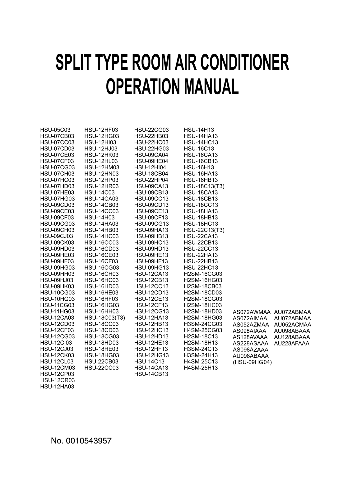 Haier HSU-16C13 User Manual