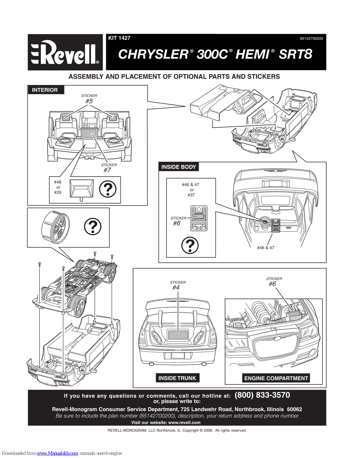 REVELL KIT 1427, Chrysler 300C Hemi SRT8, 1427 Assembly Manual