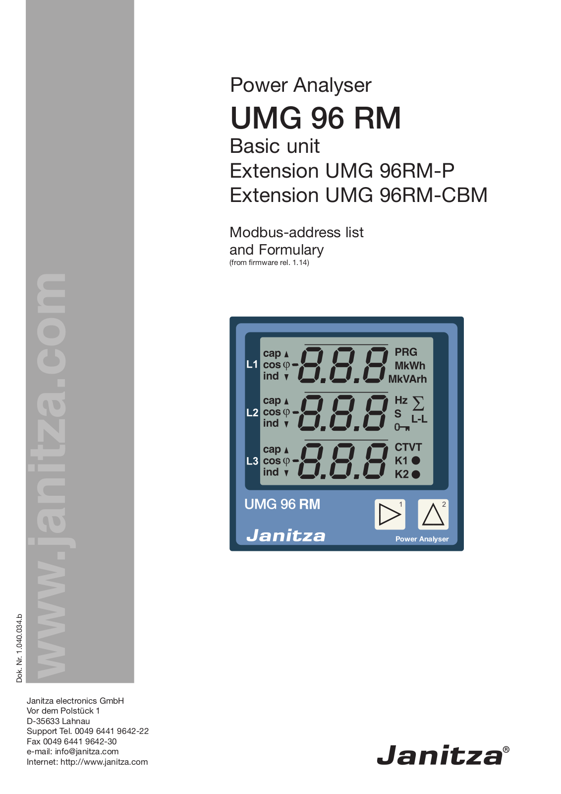 Janitza UMG 96 RM User guide