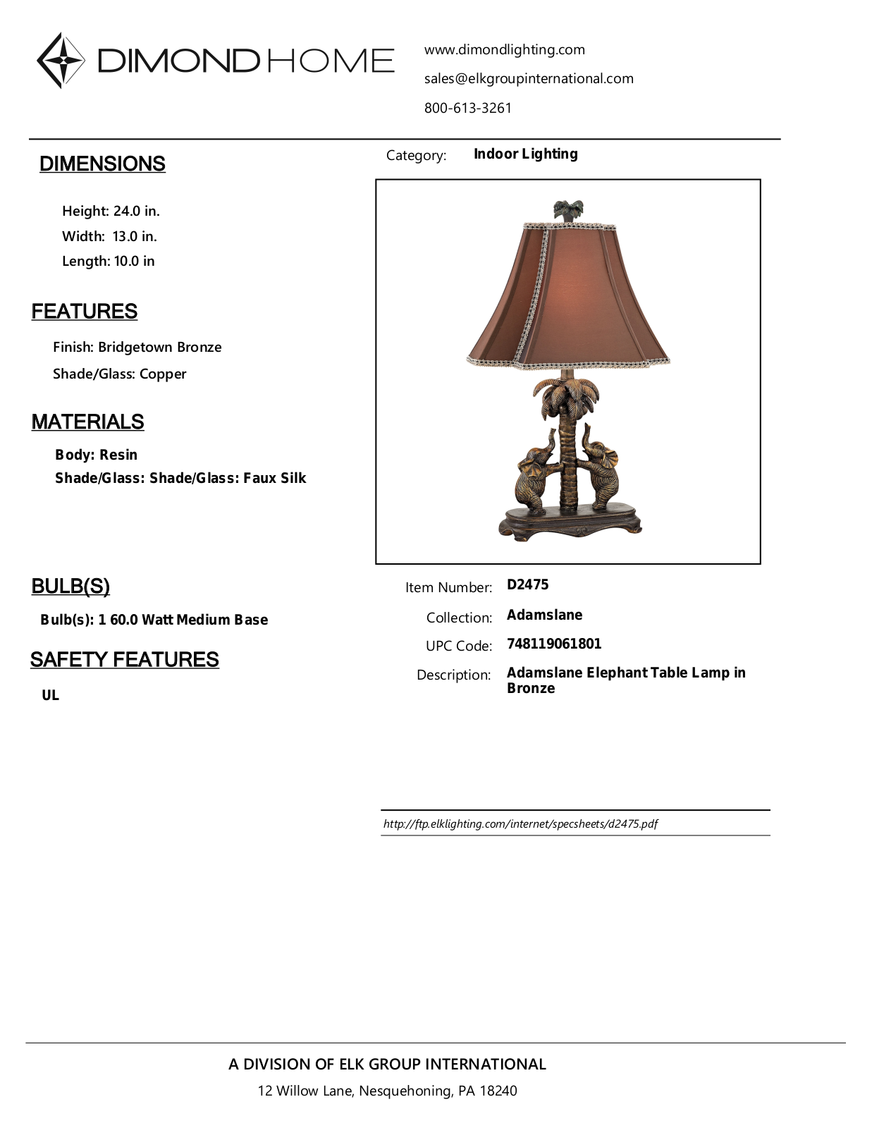 ELK Home D2475 User Manual