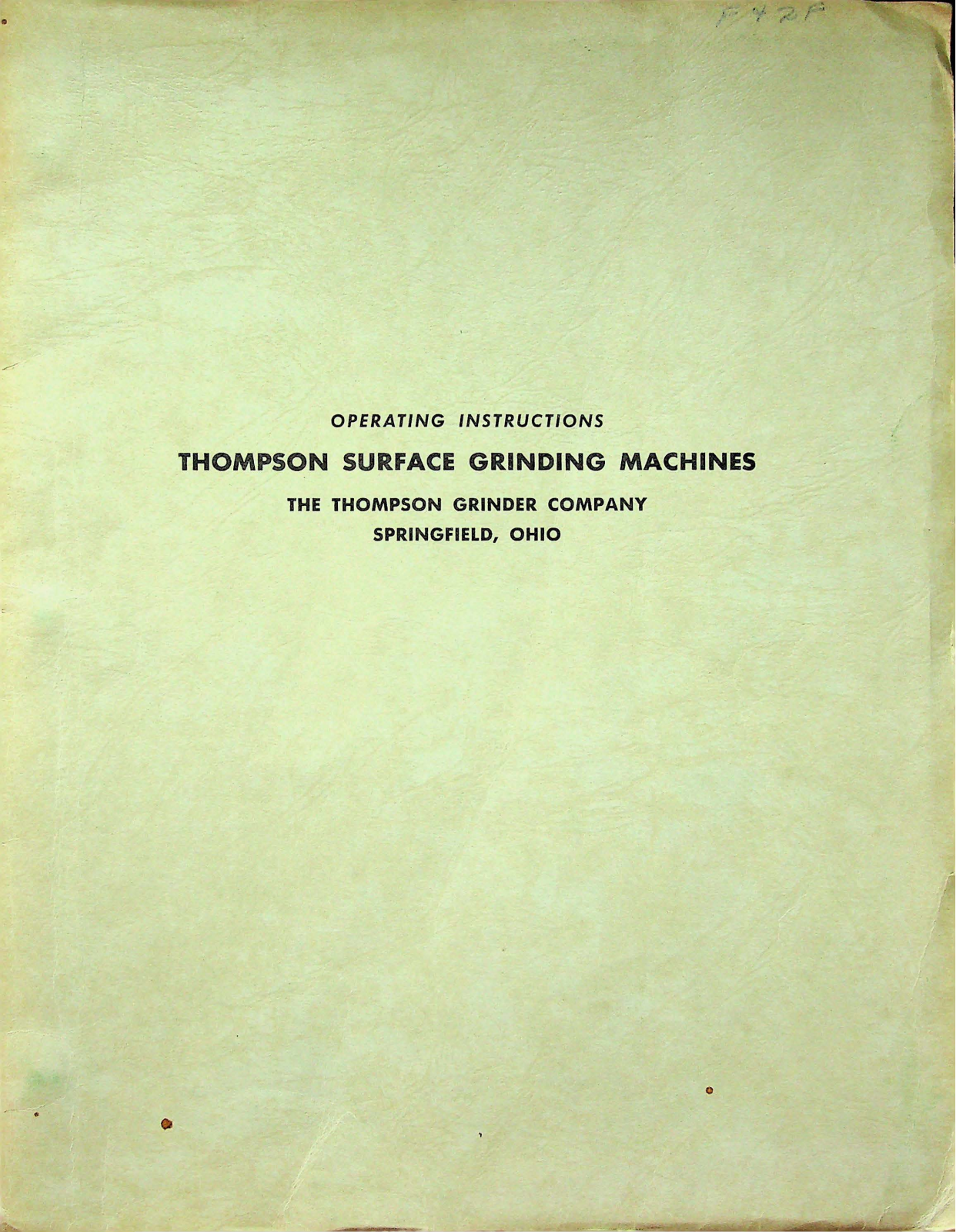Thompson Grinder Model F Surface Grinders - Manual Grinder, Surface - ManualMachine.com