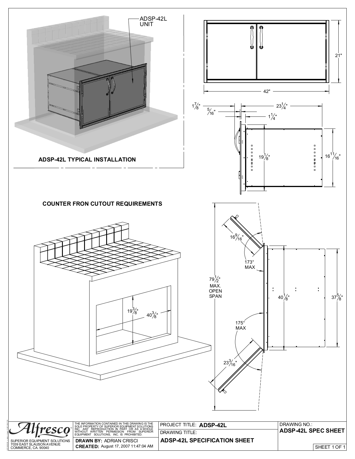 Alfresco ADSP242L Specs