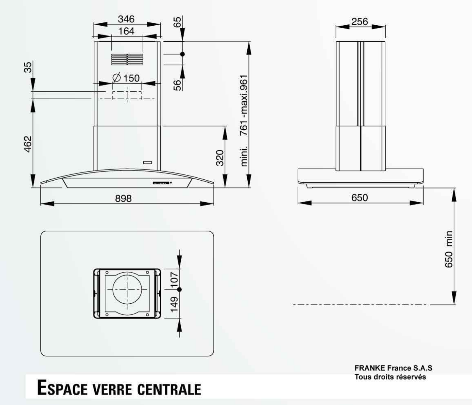 Roblin ESPACE VERRE CENTRALE DIMENSIONS User Manual