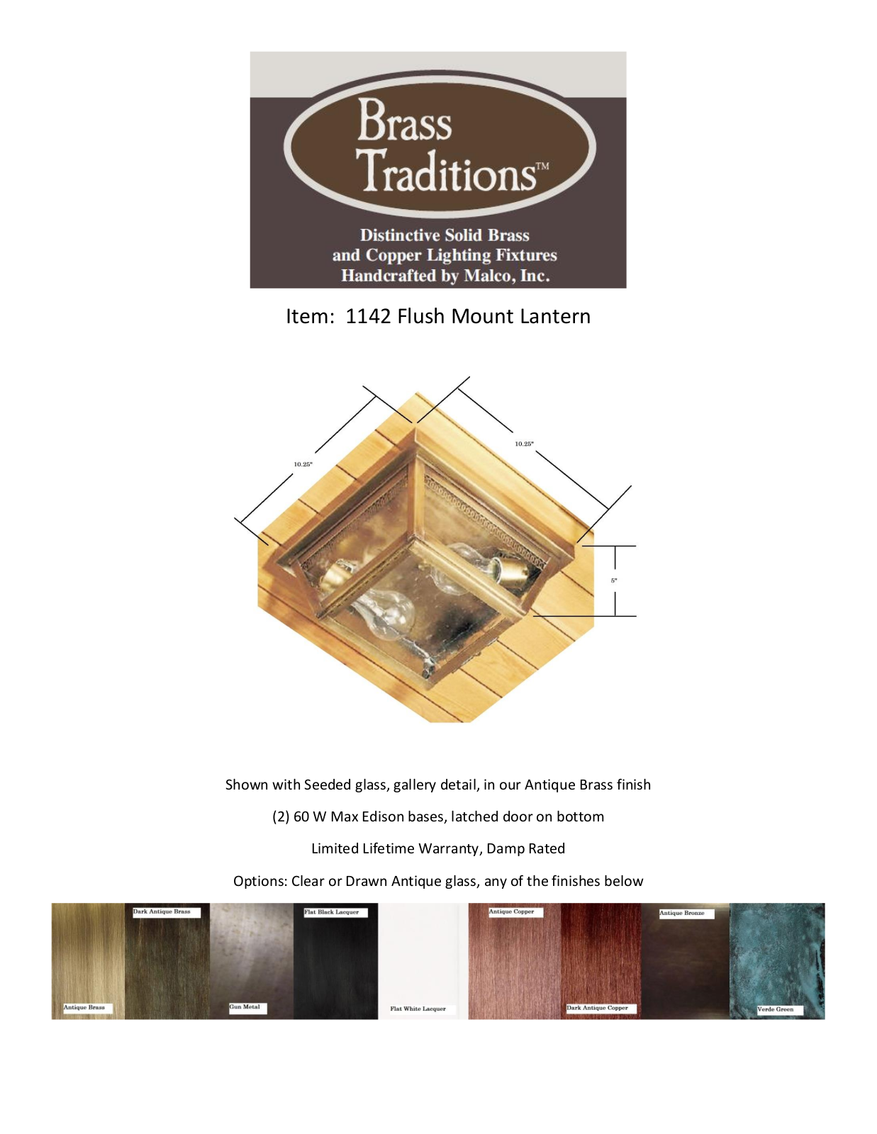 Brass Traditions BRTR1139 Specifications & Dimensions - ManualMachine.com