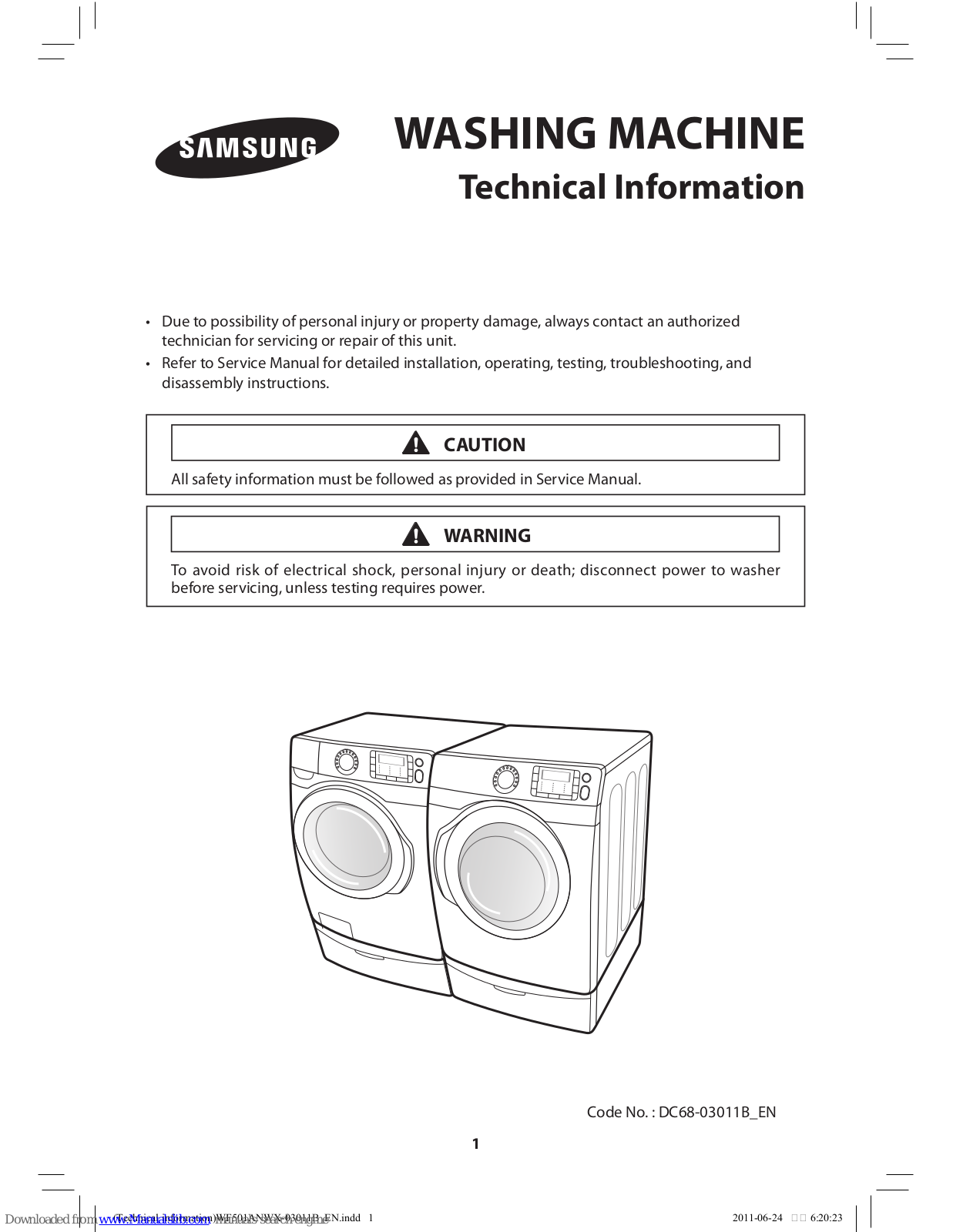 Samsung WF501ANW Trouble Shooting Guide, WF501AN Series Technical Information