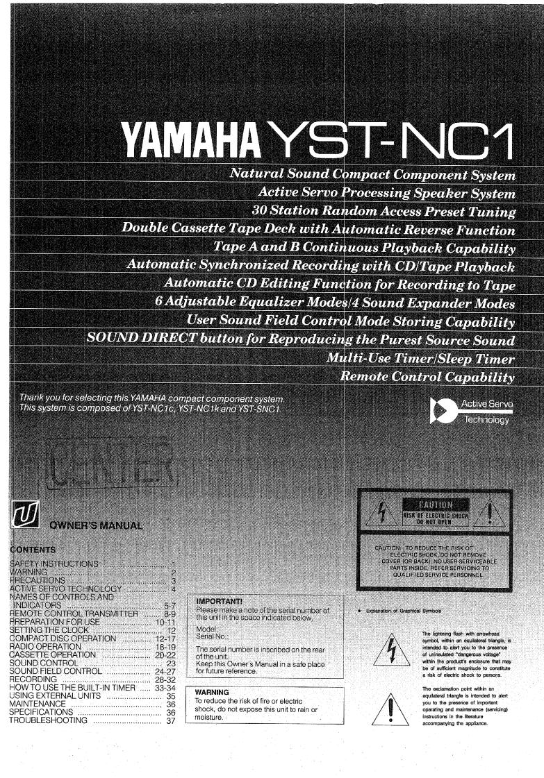 Yamaha Audio YST-NC1 User Manual