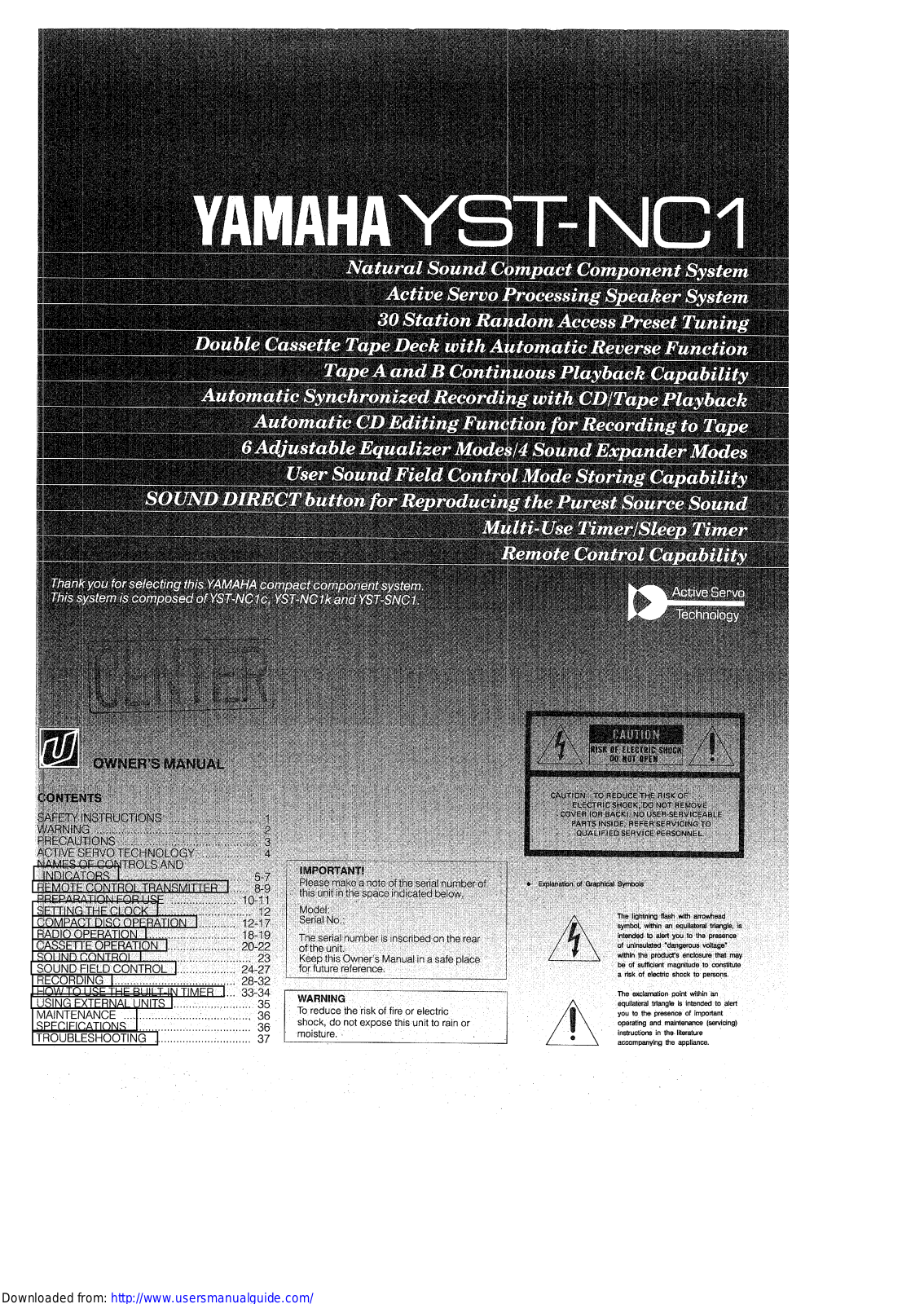 Yamaha Audio YST-NC1 User Manual