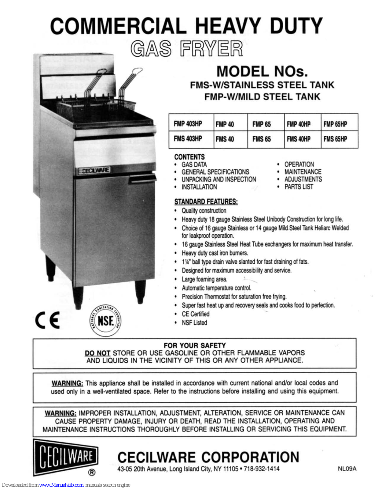 Cecilware FMP-40, FMP-65, FMP-403HP, FMP-65HP, FMP-40HP User Manual