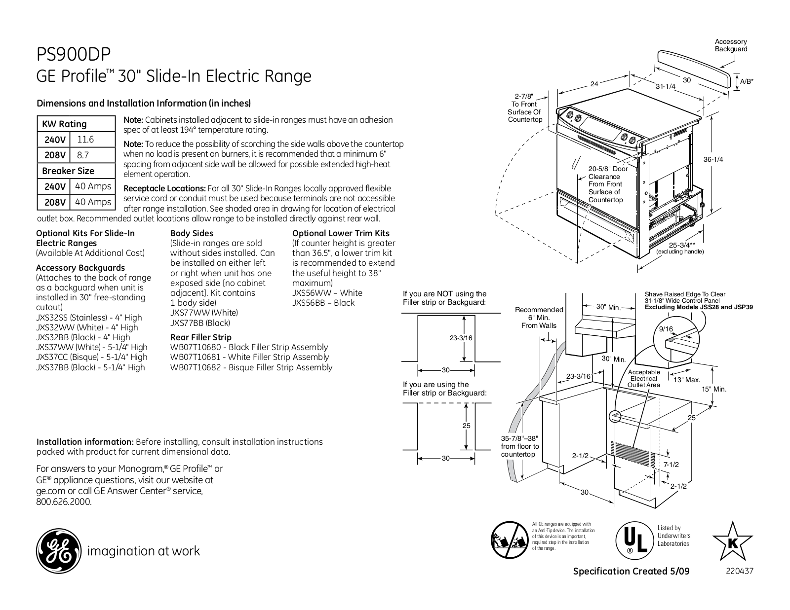 General Electric PS900DPBB User Manual