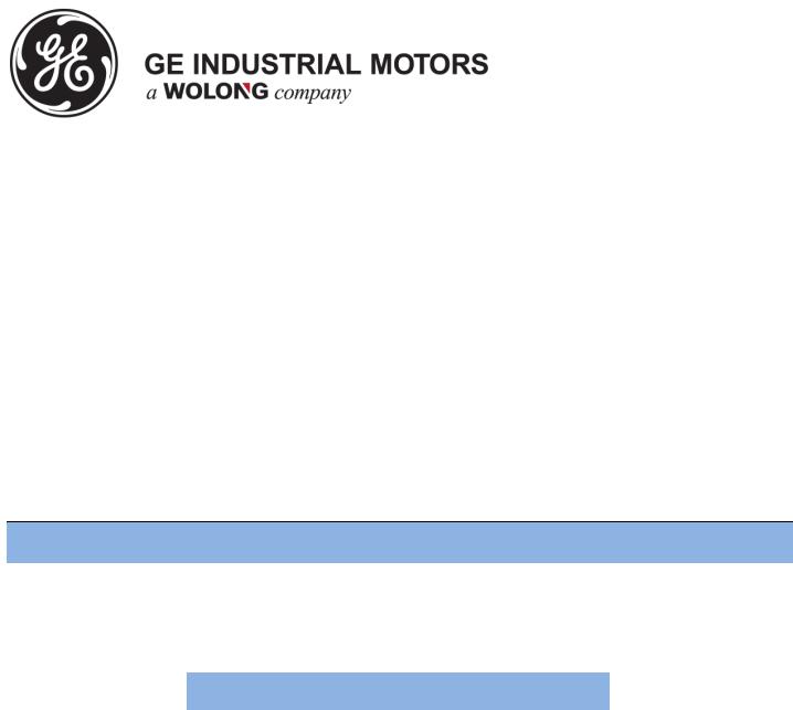GE Industrial Motors Q815 Product Information Packet