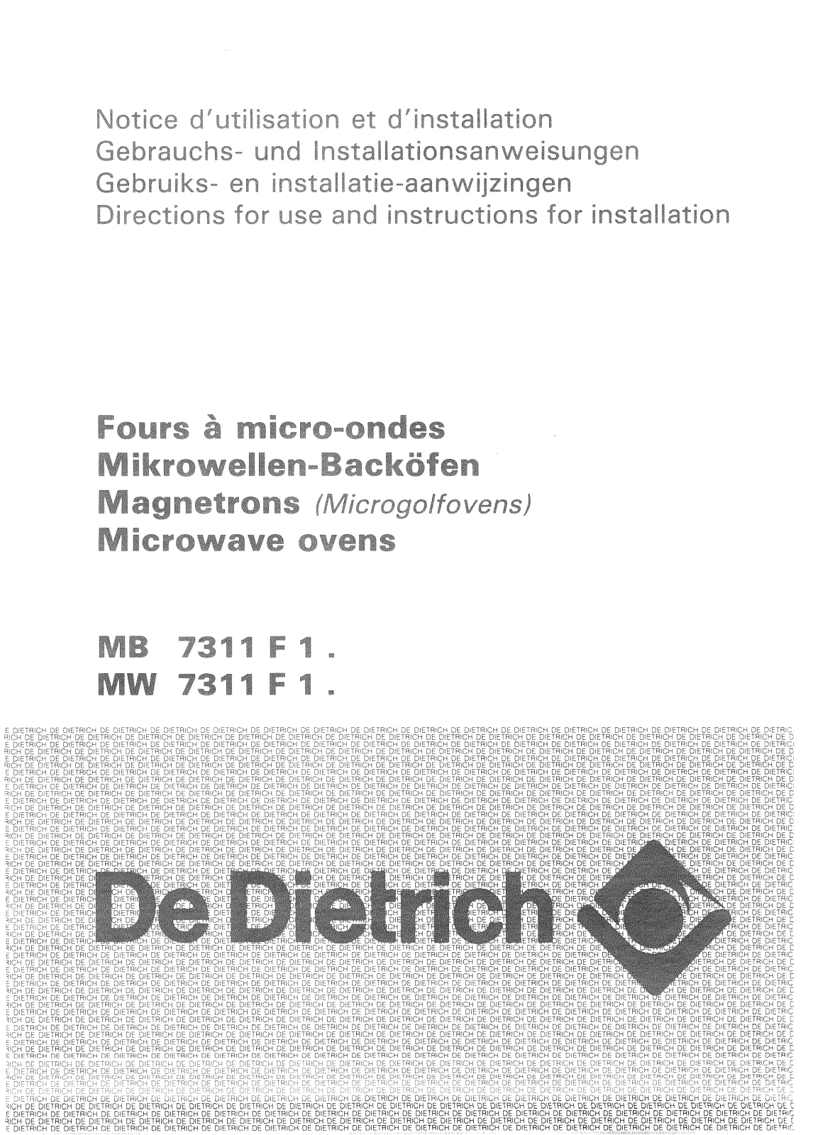 De dietrich MW7311F1, MB7311F1 User Manual