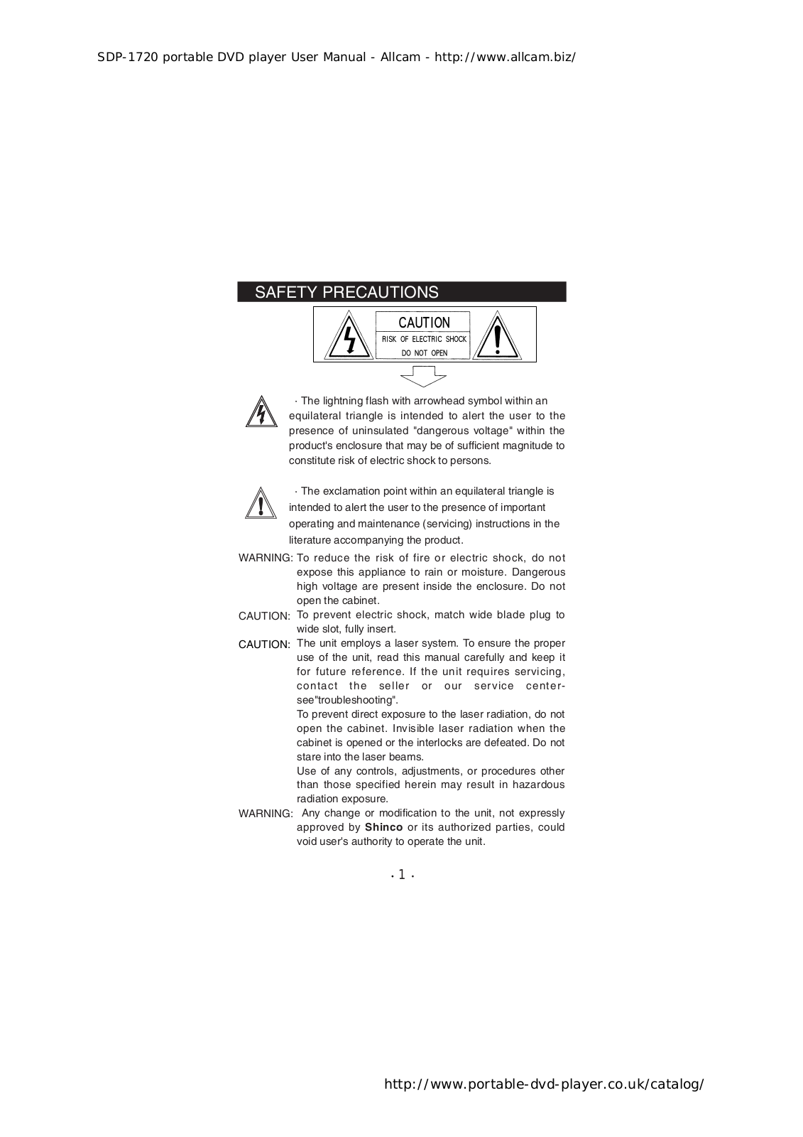 SHINCO SDP-1720 User Manual