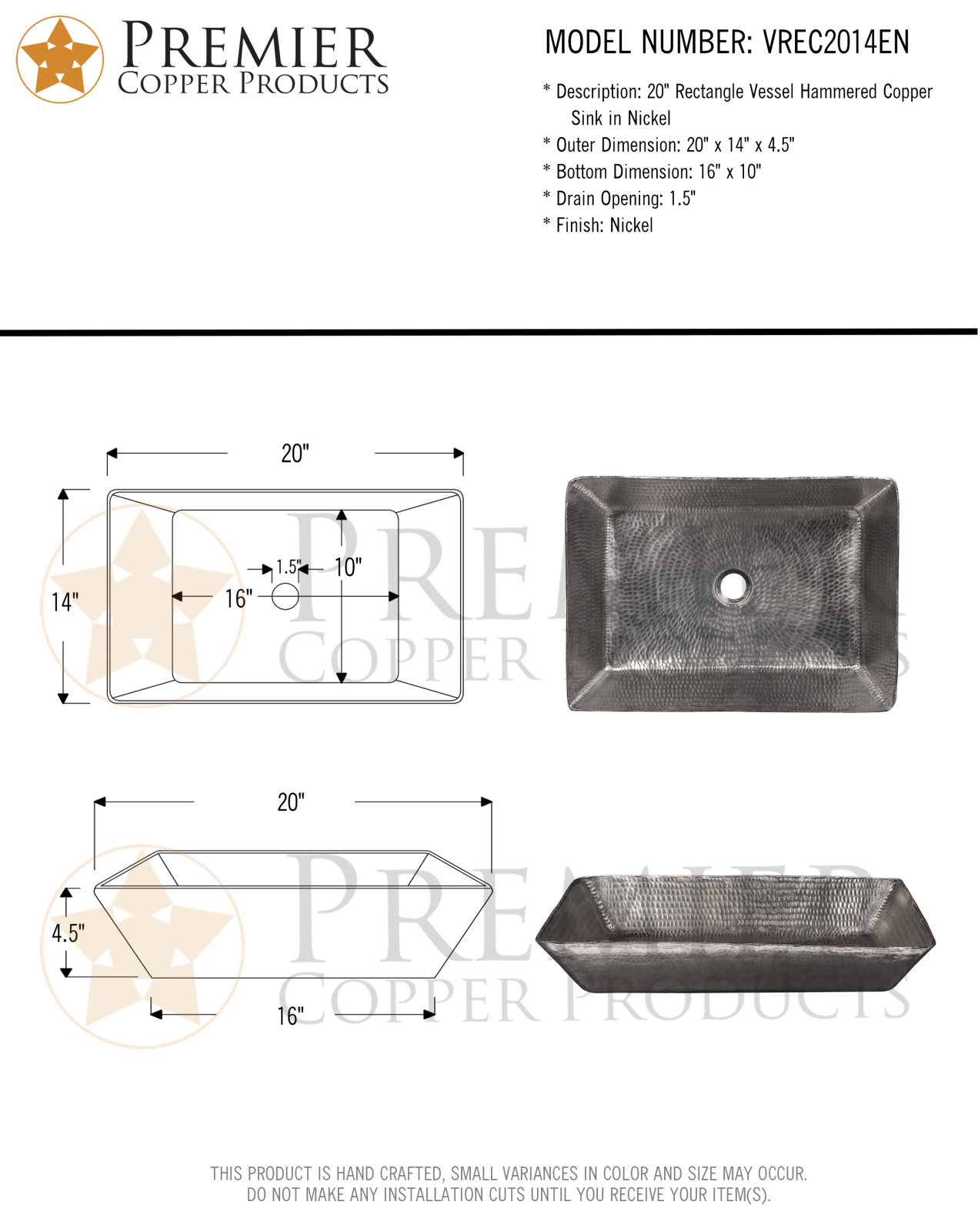 Premier Copper Products IER10012 Specifications - ManualMachine.com