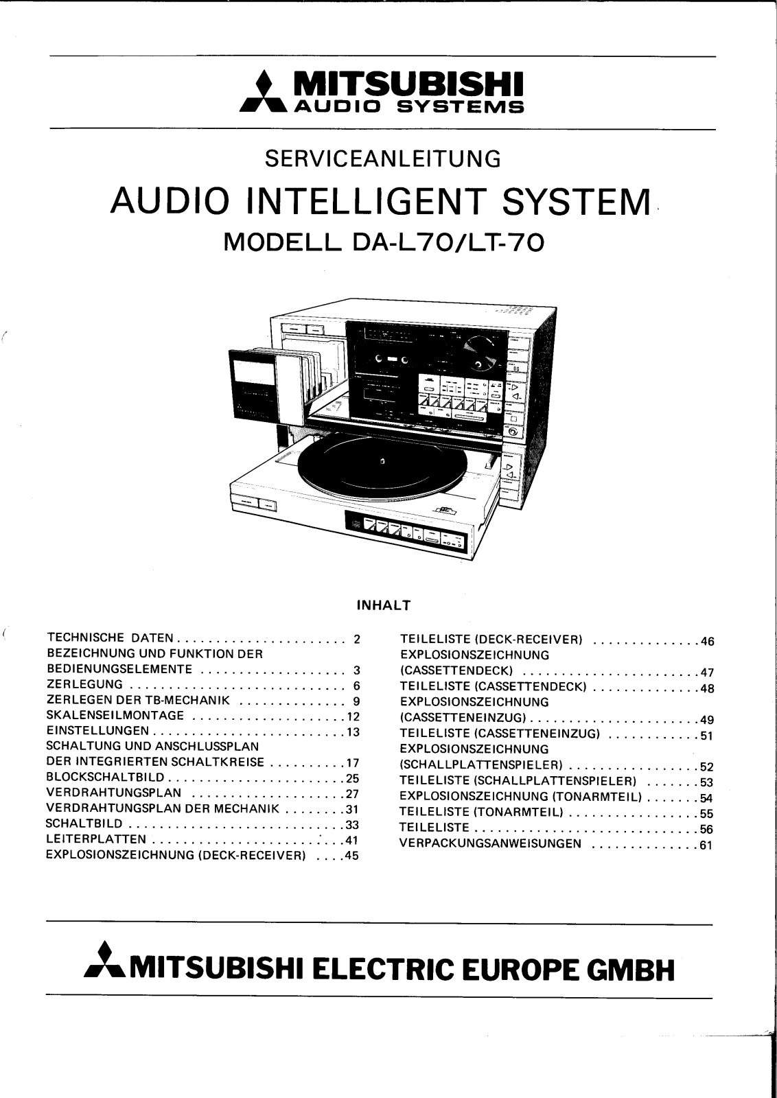 Mitsubishi DAL-70, LT-70 Service manual