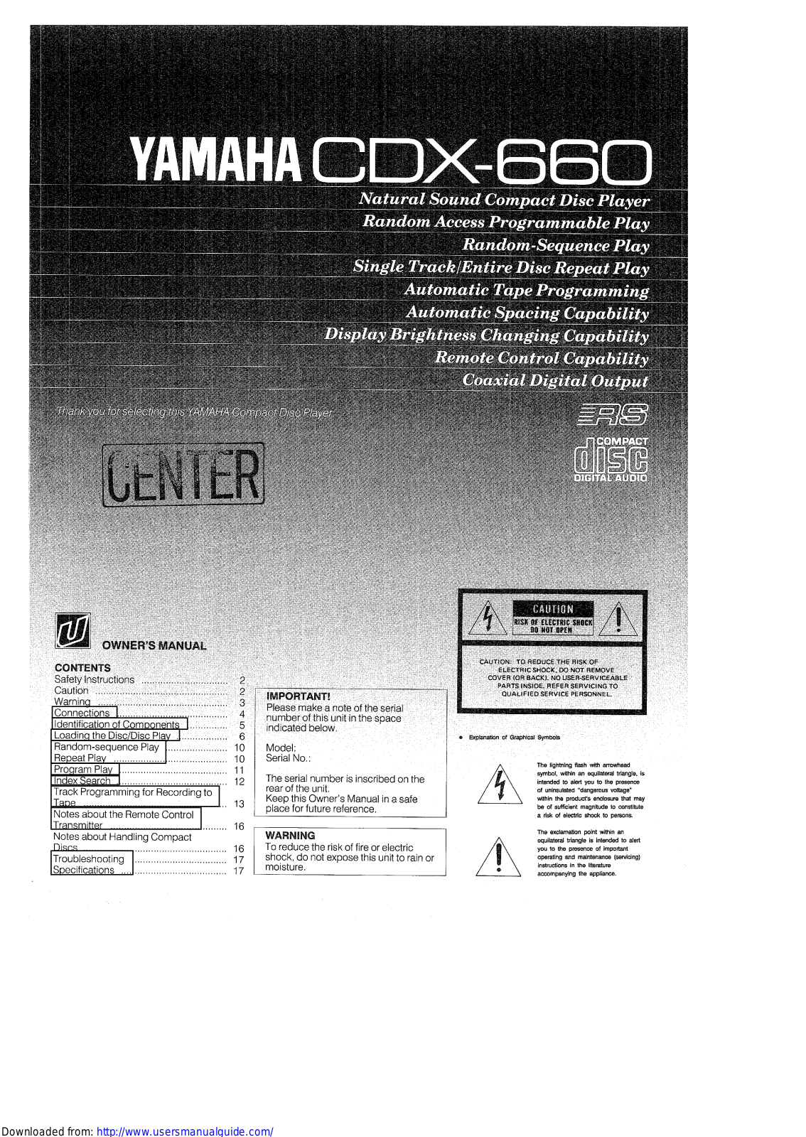 Yamaha Audio CDX-660 User Manual