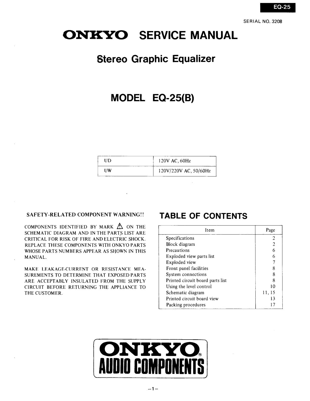 Onkyo EQ-25 Service manual