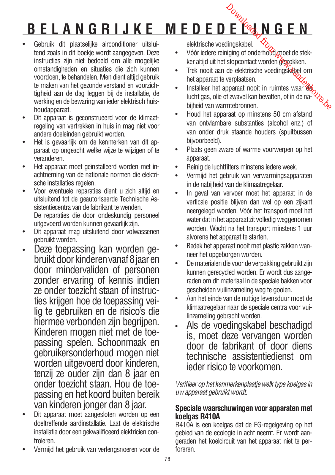 DELONGHI PAC WE112 User Manual