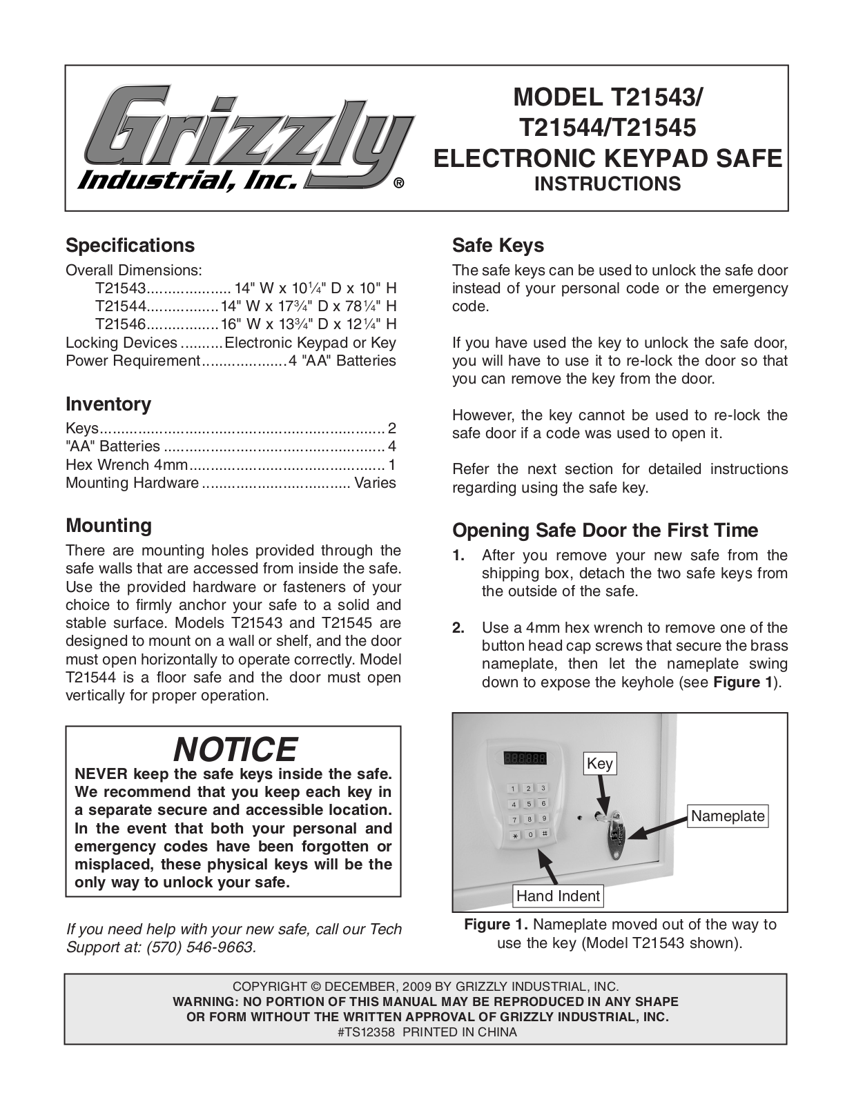 Grizzly T21544, T21543, T21546 User Manual