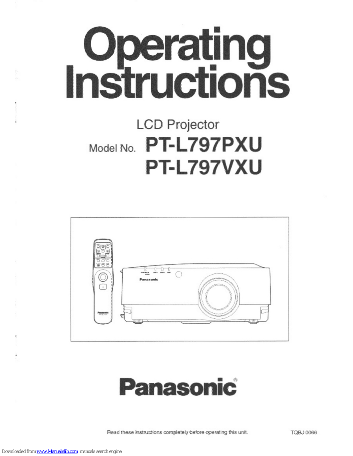 Panasonic PT-L797VXU Operating Instructions Manual