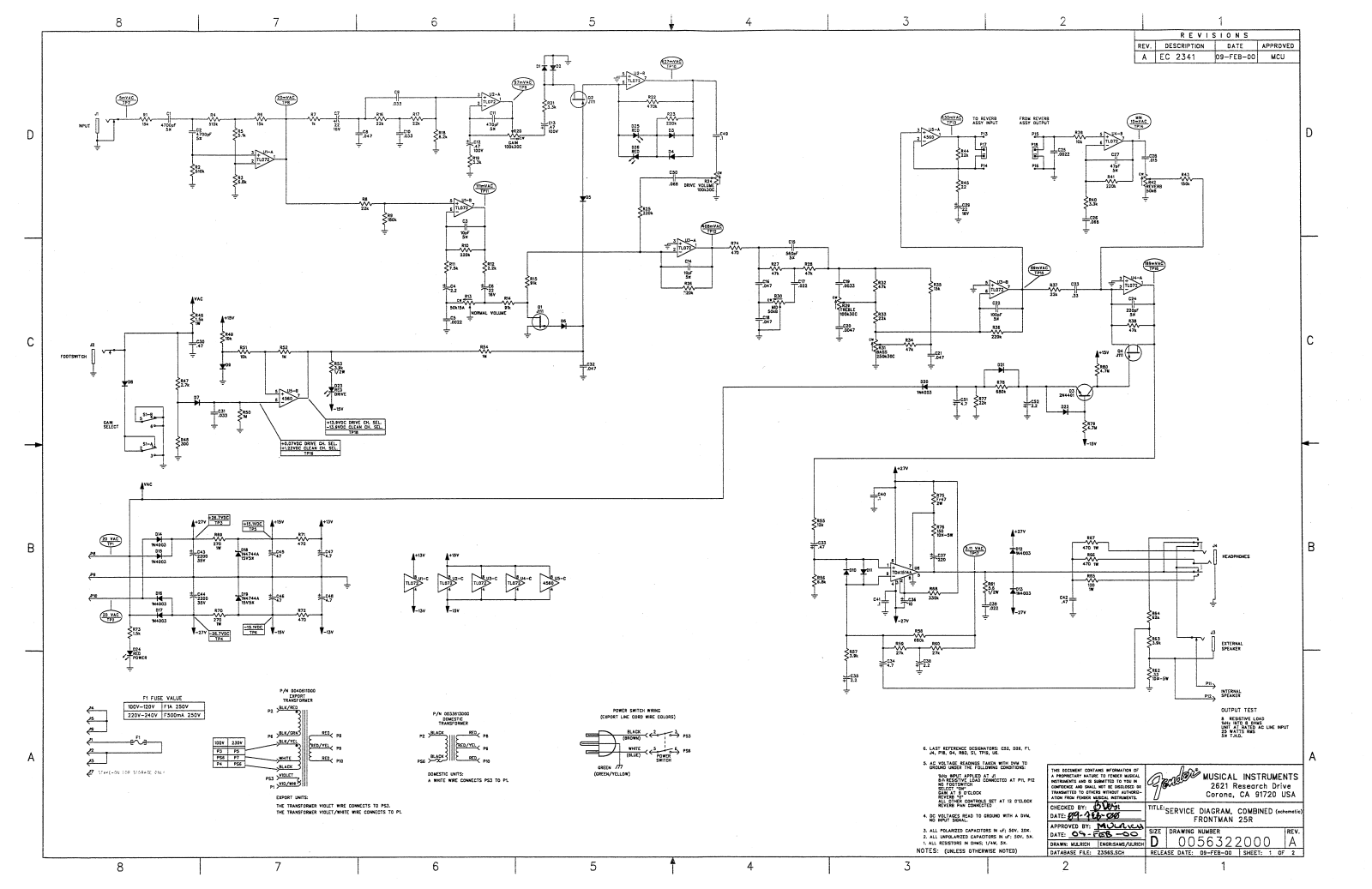 Fender 25r schematic