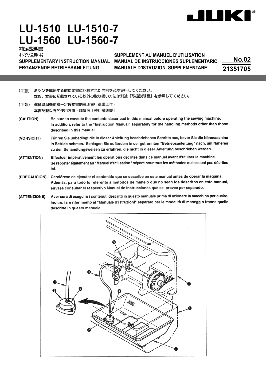 JUKI LU-1560-7 Instruction Manual