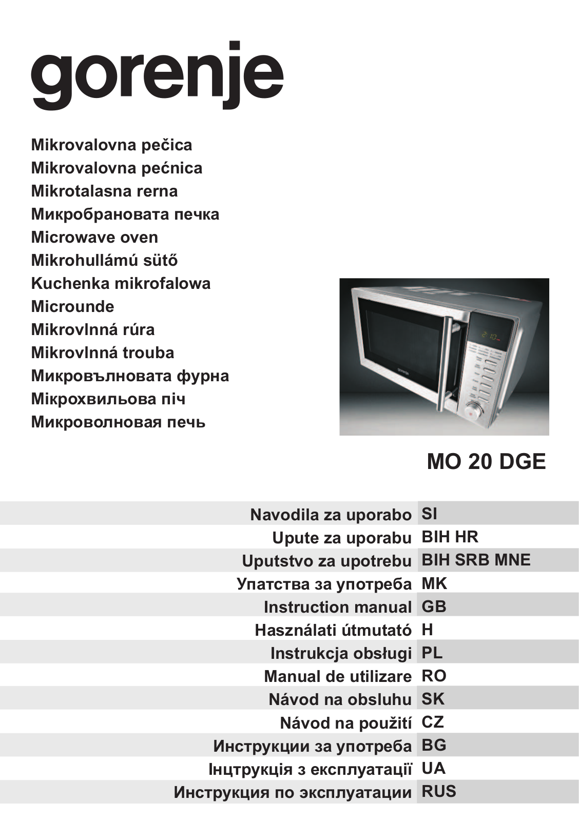 Gorenje MO-20 DCE User manual