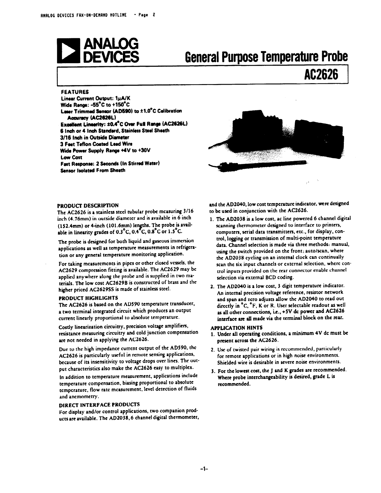 Analog Devices AC2626 Datasheet