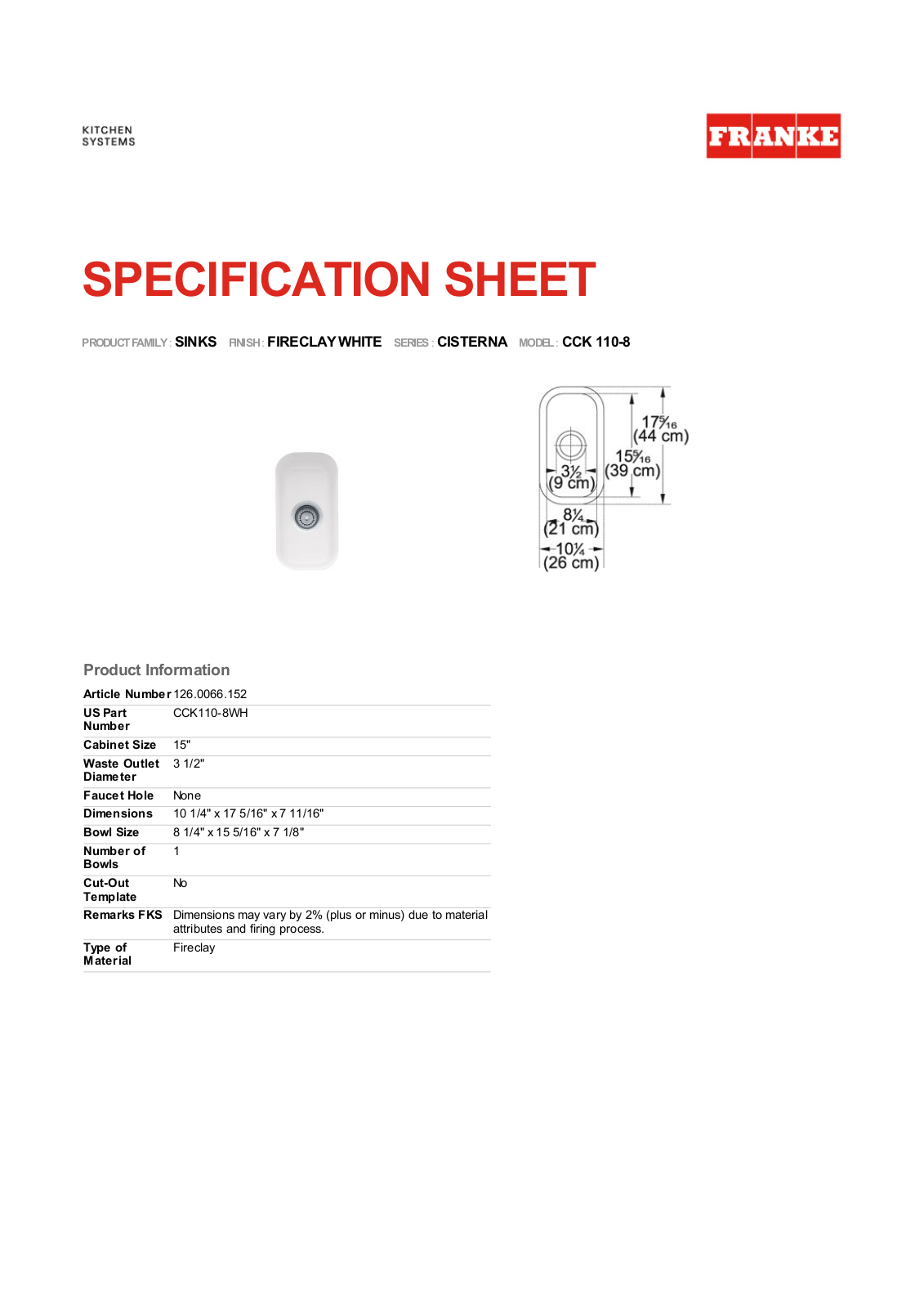 Franke Foodservice CCK 110-8 User Manual