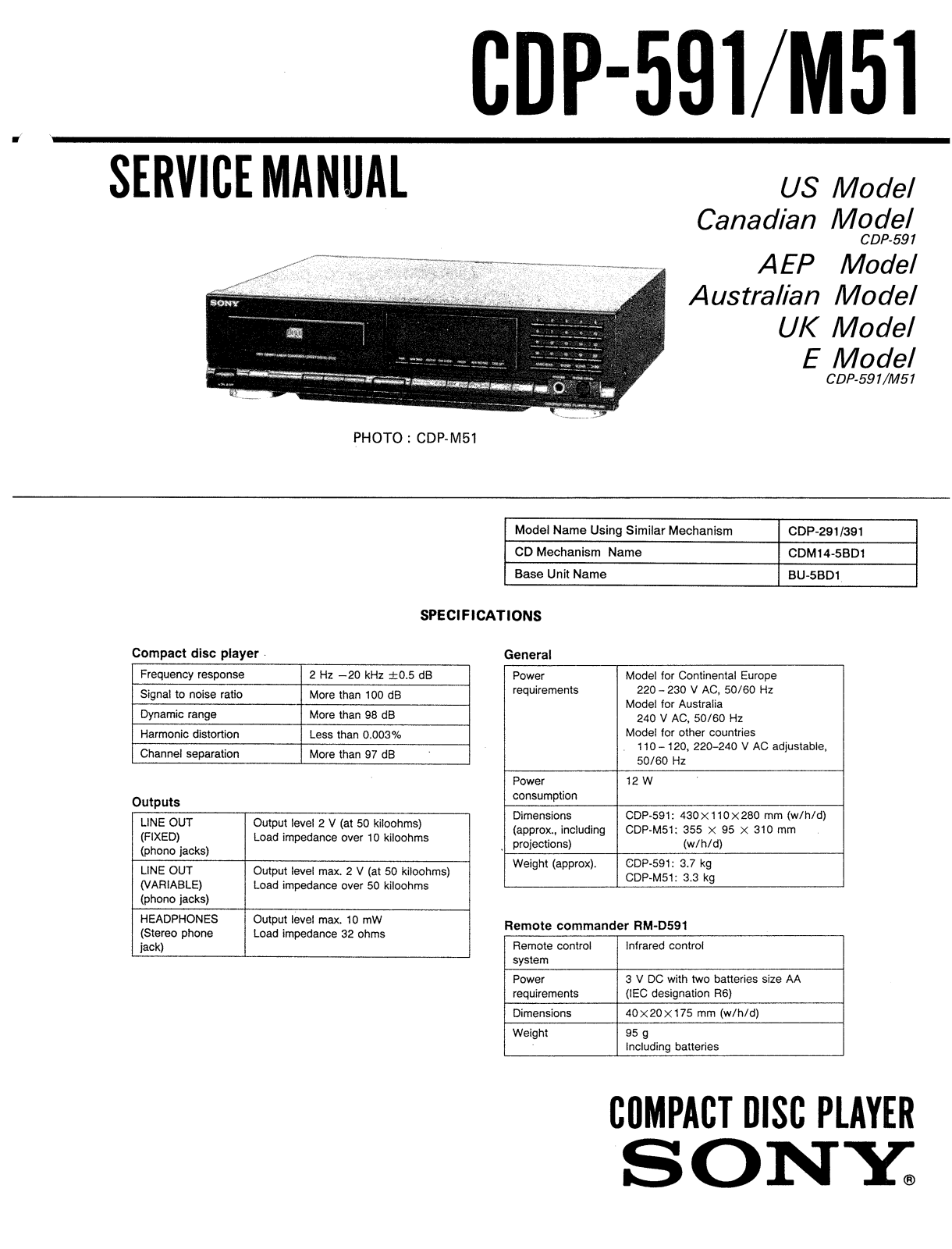 Sony CDPM-51 Service manual