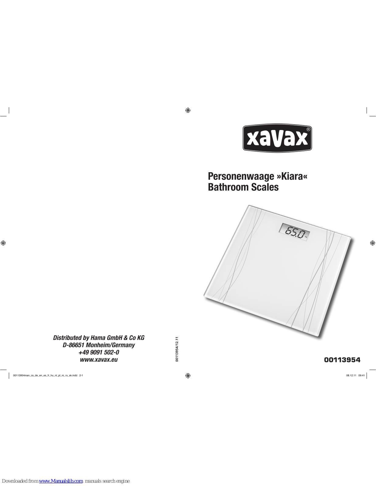 Xavax Kiara, 00113954 Operating Instructions