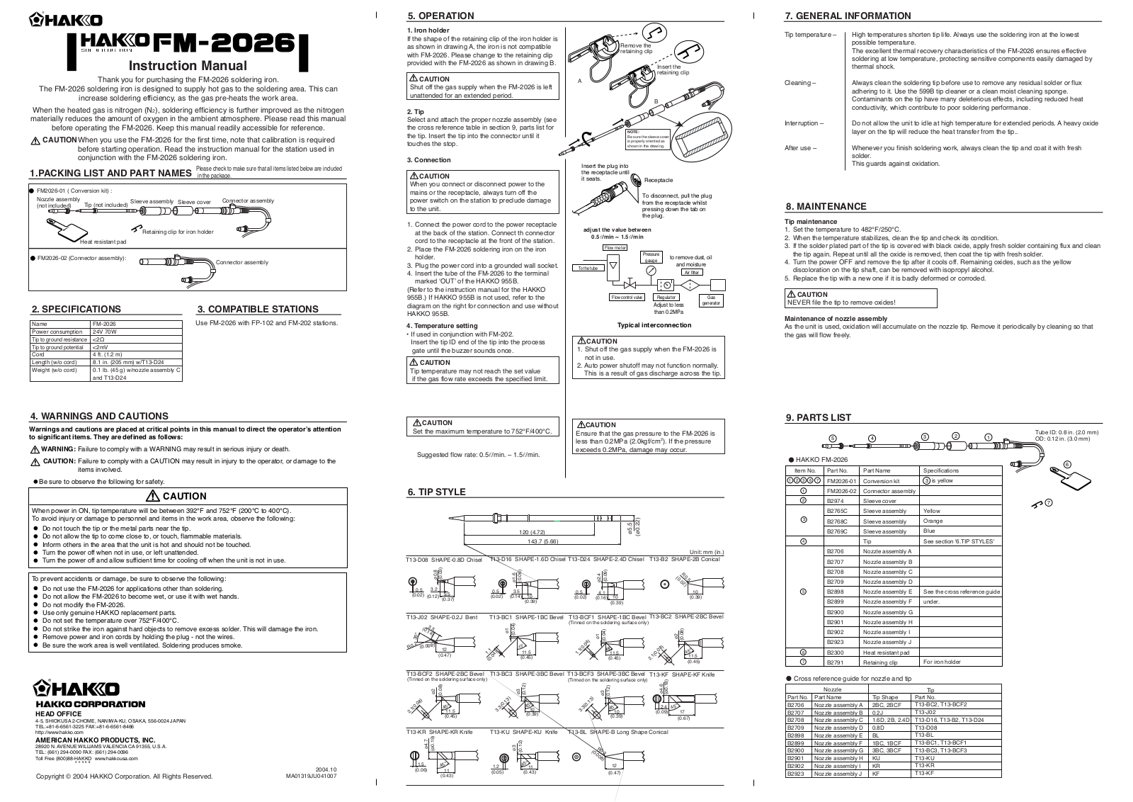 Hakko FM-2026 User Manual