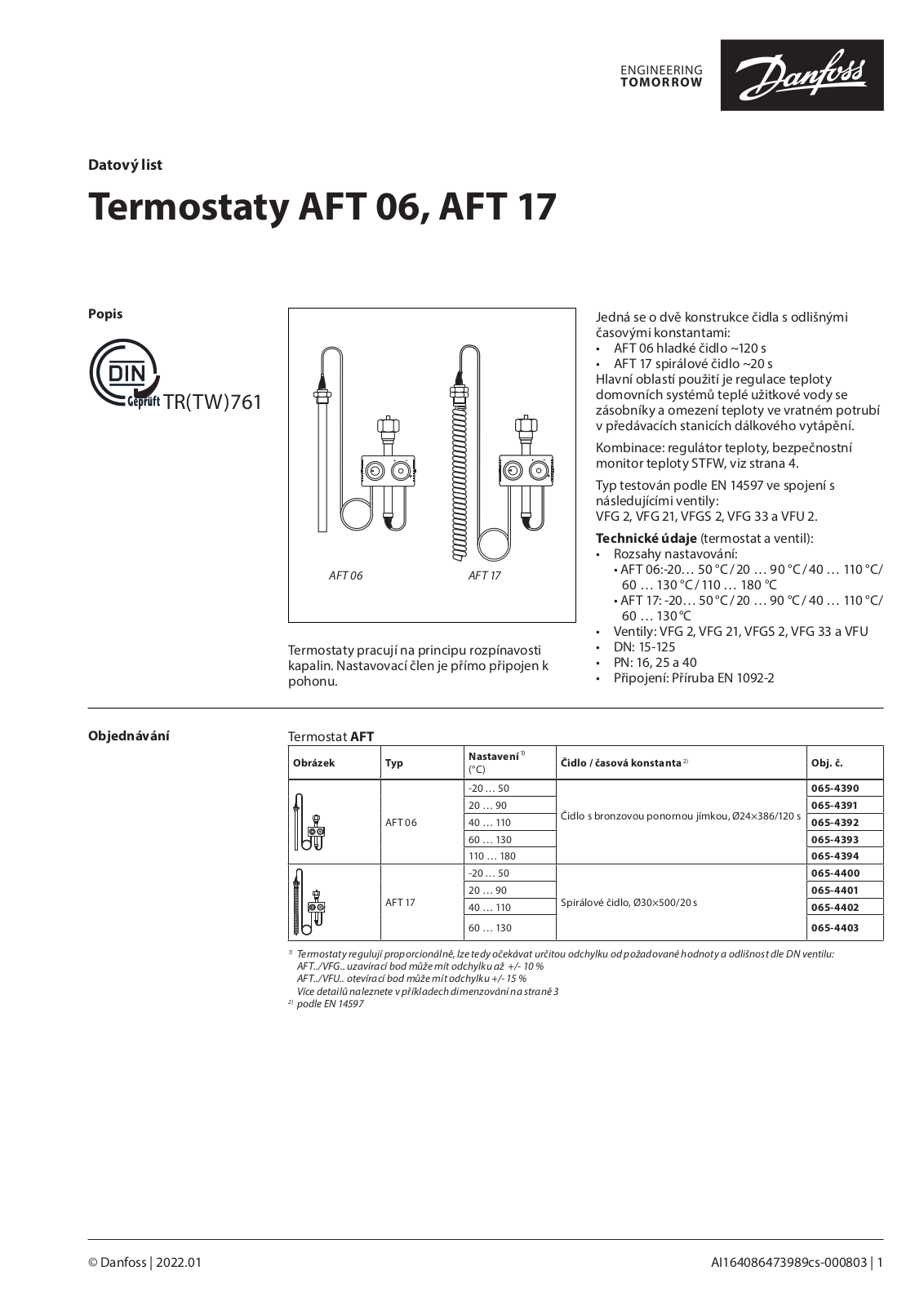 Danfoss AFT 06, AFT 17 Data sheet